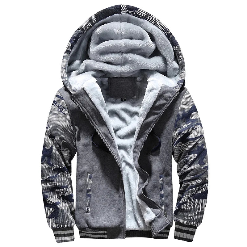Men's Hooded Jacket - Warm and Thick Winter Coat