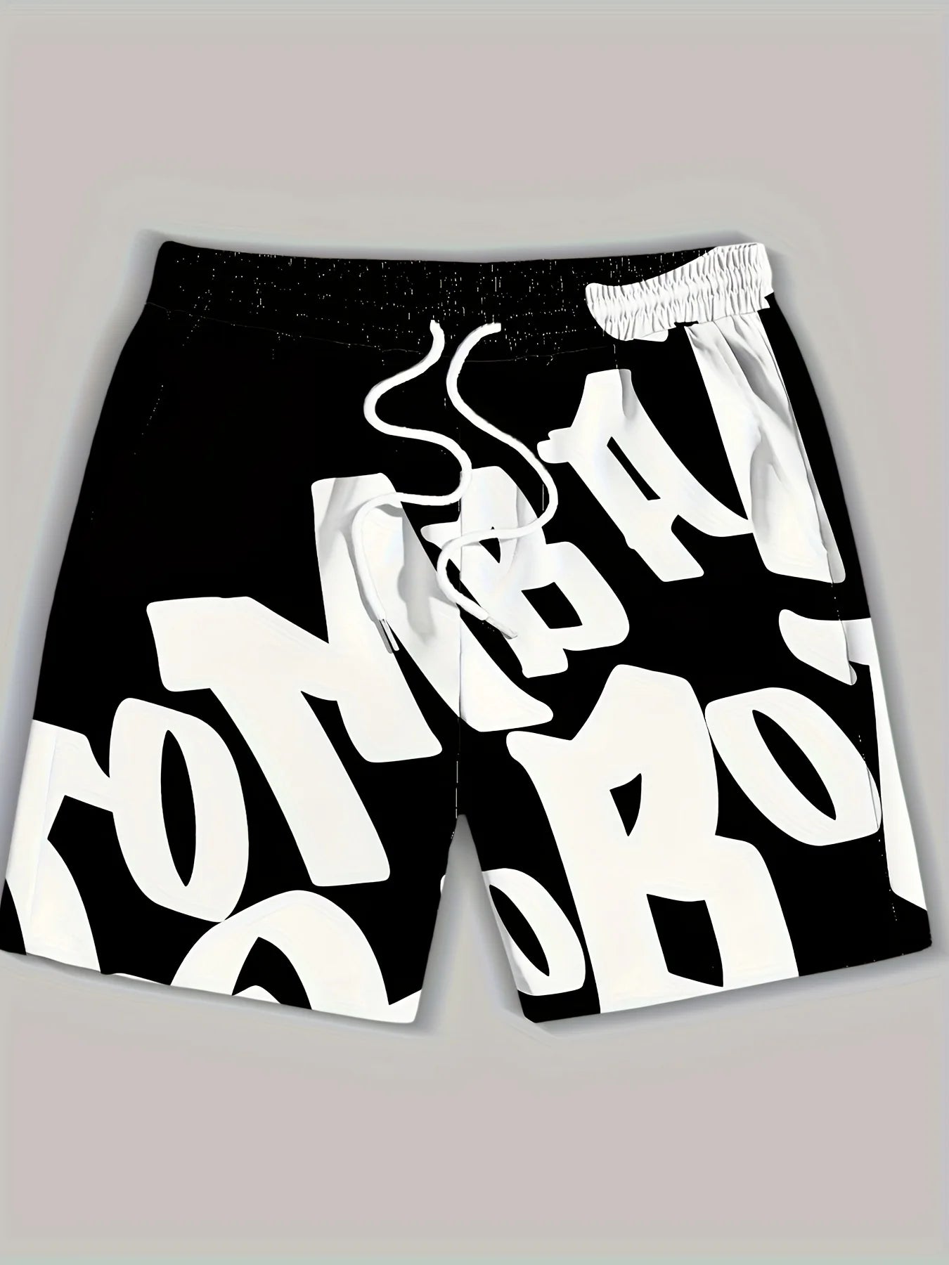 Shorts deportivos de secado rápido – Verano, estampado de letras, diseño informal