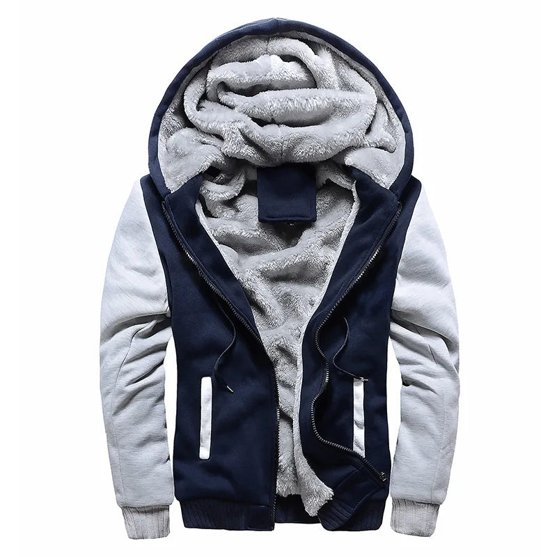Men's Hooded Jacket - Warm and Thick Winter Coat