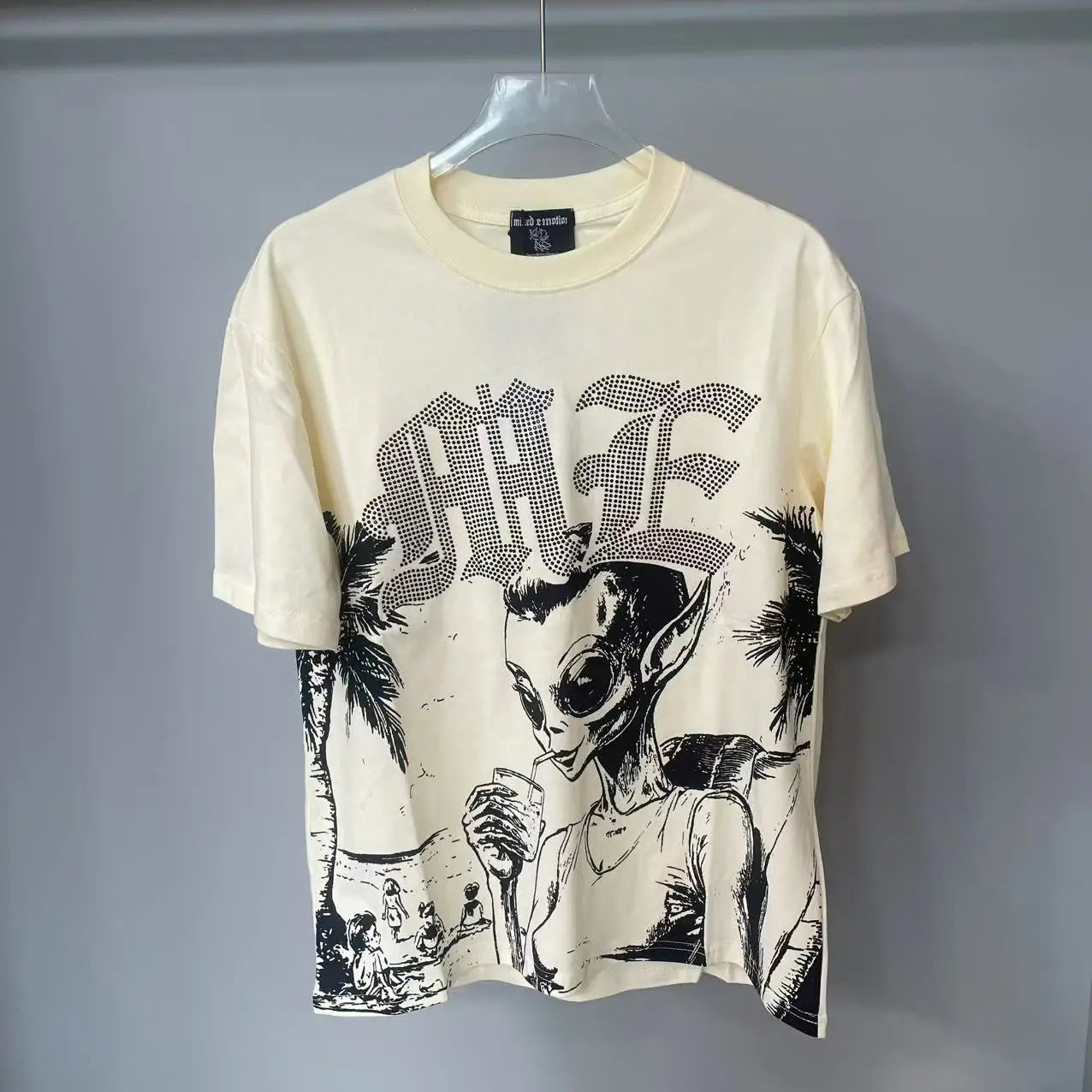 Camisetas oversize en blanco y negro con letras brillantes – Unisex, ropa urbana, 100 % algodón