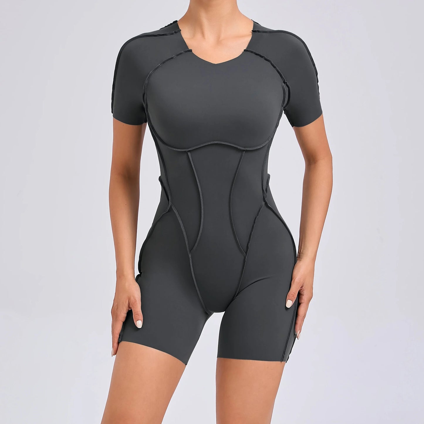 Women's Gym Playsuit – Backless Fitness & Yoga with Ruched Detail