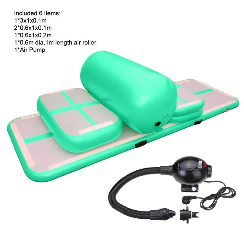 Set 6 Pieces Inflatable Air Track Gymnastic Mats with Pump