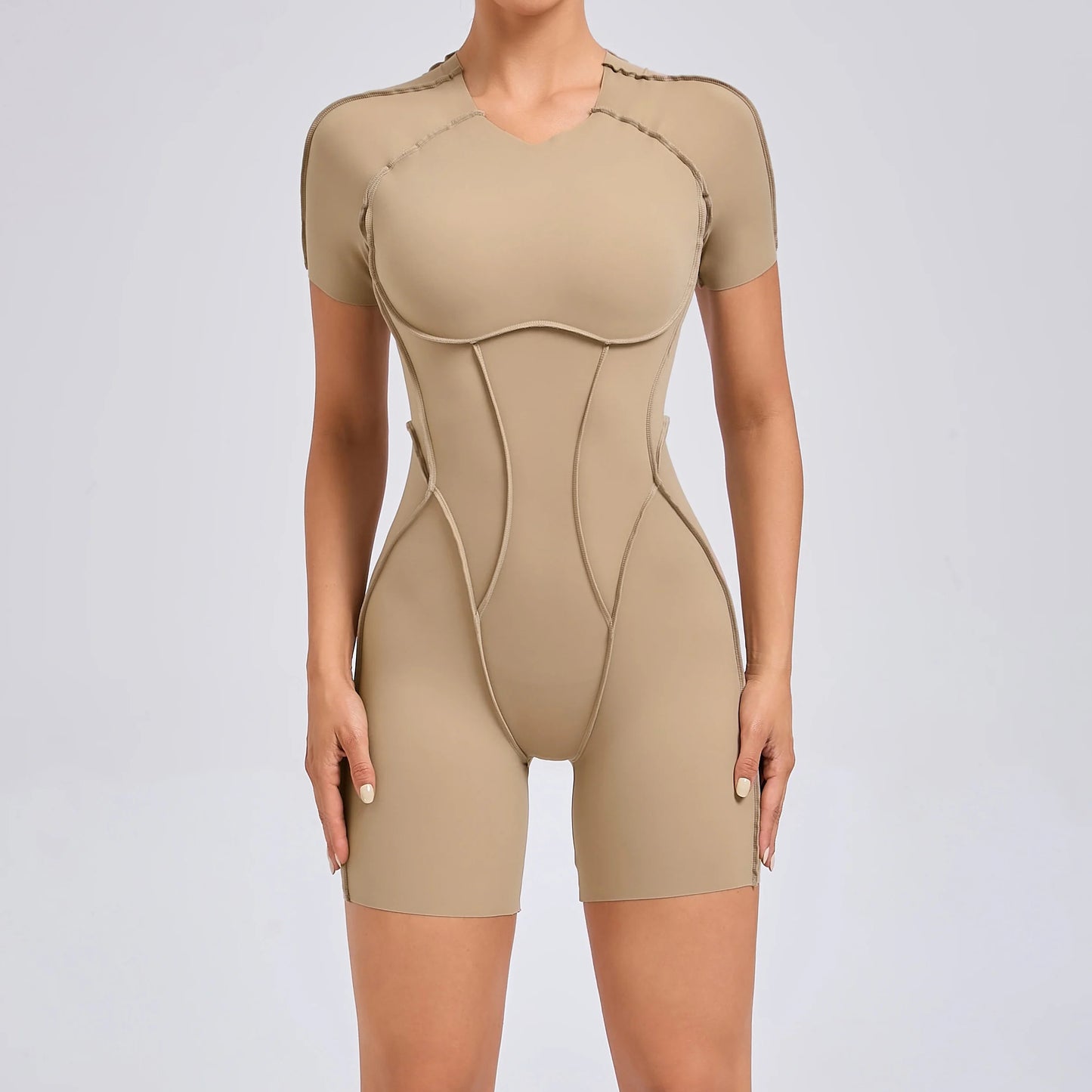 Women's Gym Playsuit – Backless Fitness & Yoga with Ruched Detail