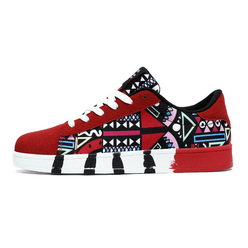 YRZL Canvas Sneakers with Geometric Graffiti Print β Urban Style and Comfort