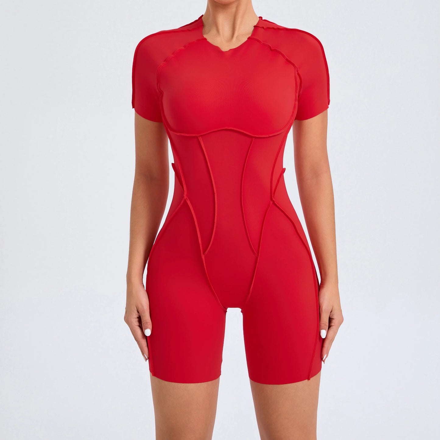 Women's Gym Playsuit – Backless Fitness & Yoga with Ruched Detail