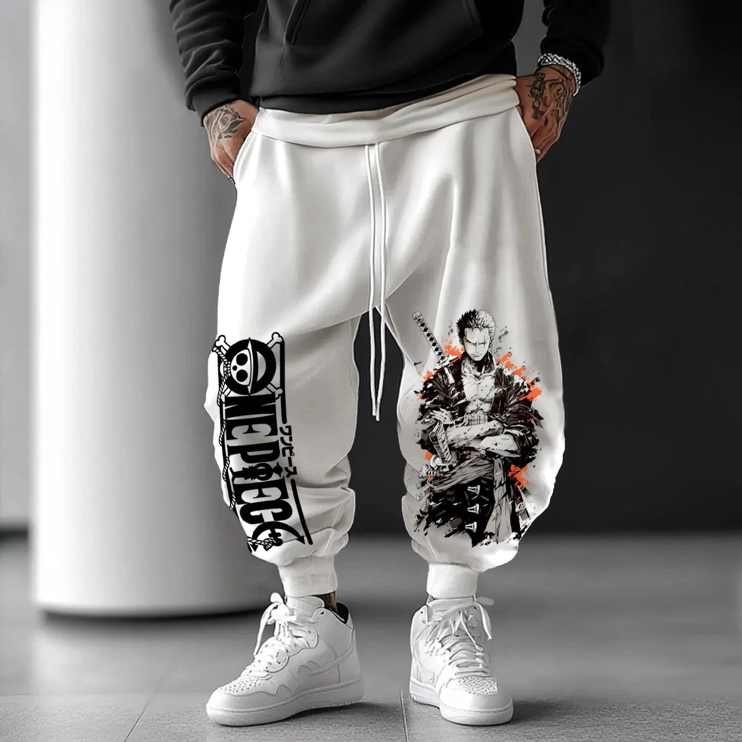 Pantalones holgados unisex de algodón - Diseño periférico de una sola pieza - Estilo hip-hop