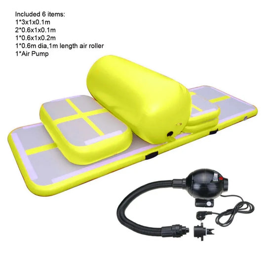 Set 6 Pieces Inflatable Air Track Gymnastic Mats with Pump