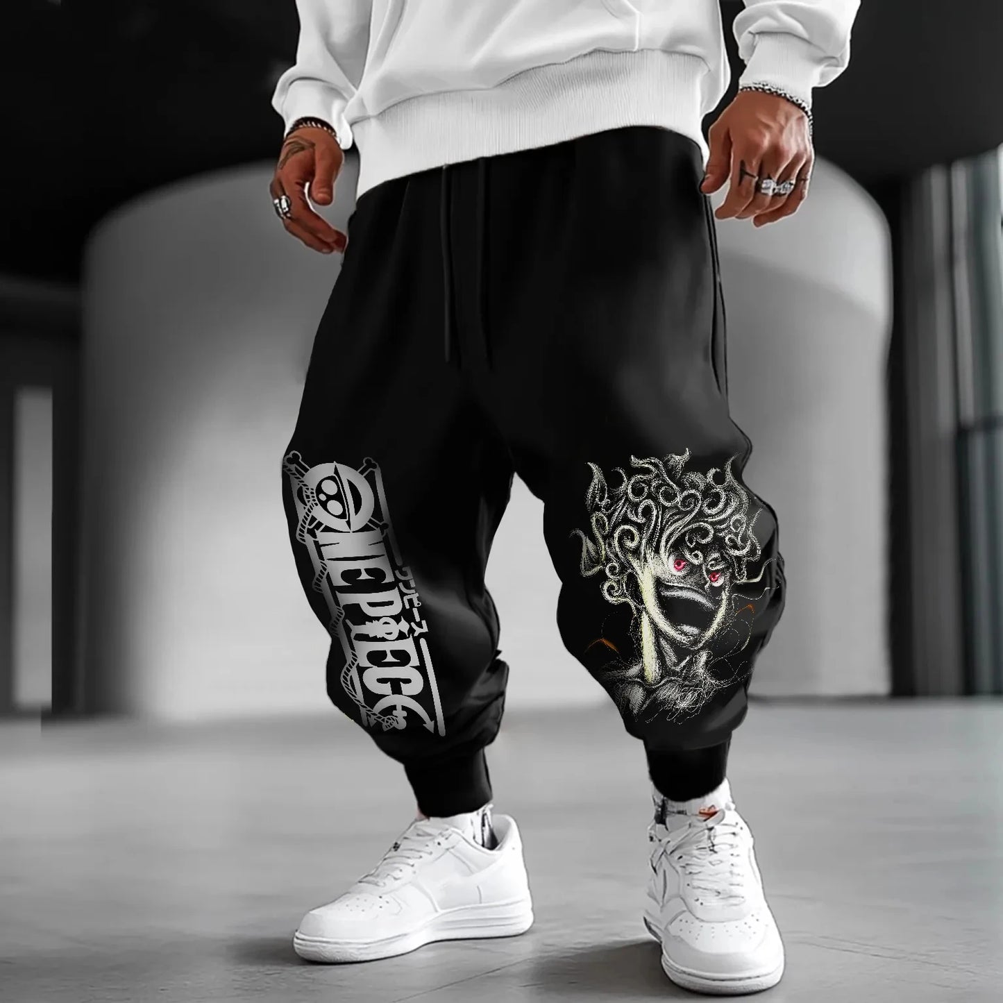 Pantalones holgados unisex de algodón - Diseño periférico de una sola pieza - Estilo hip-hop