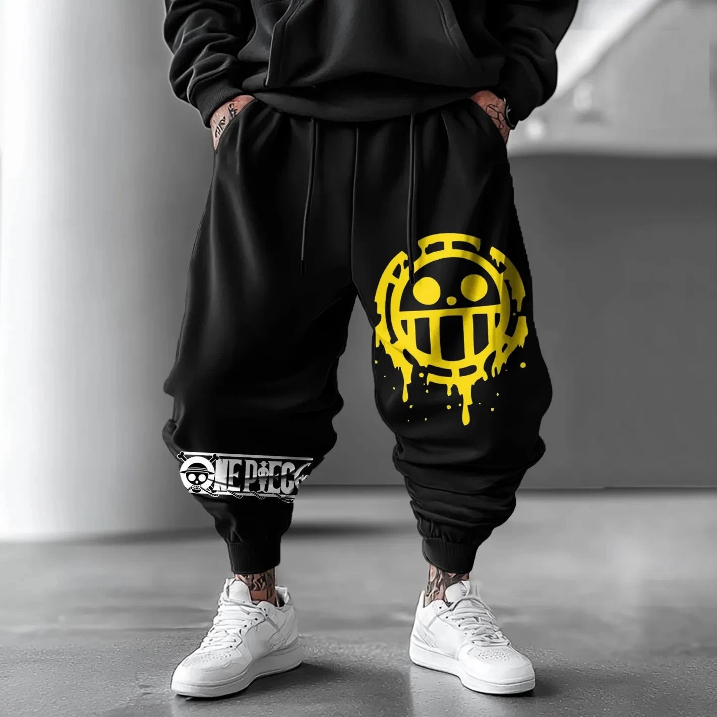 Pantalones holgados de algodón con estampado de anime de ONE PIECE - Estilo hip hop unisex