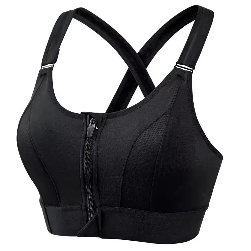 Women's Front-Zip Sports Bra – Slim-Fit Fitness and Yoga Crop Top