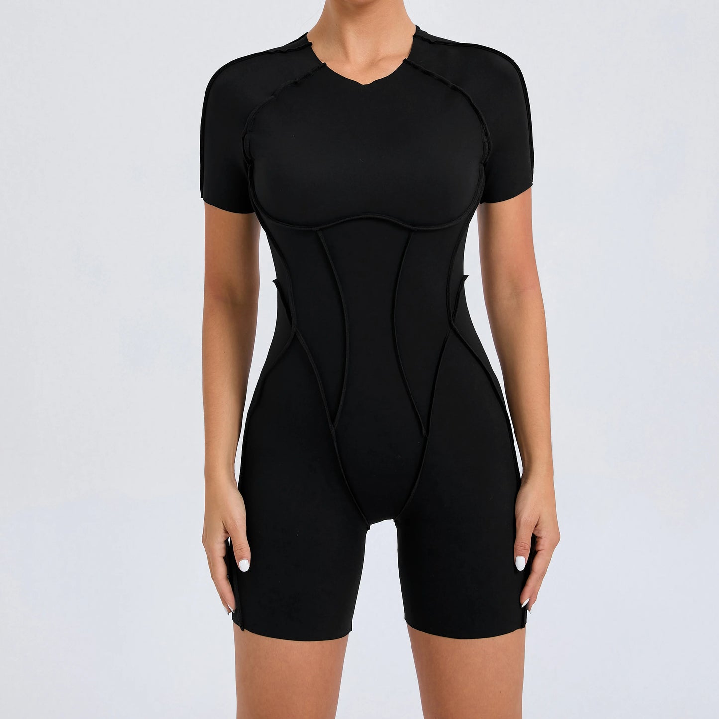 Women's Gym Playsuit – Backless Fitness & Yoga with Ruched Detail