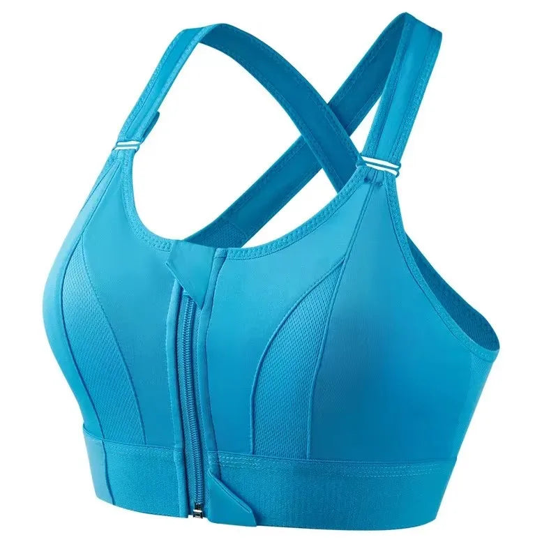 Women's Front-Zip Sports Bra – Slim-Fit Fitness and Yoga Crop Top