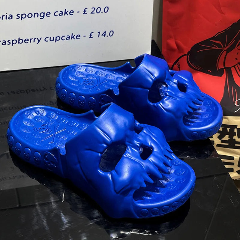 Sandalias de verano con calavera Y2K: estilo punk, plataforma gruesa y comodidad antideslizante.