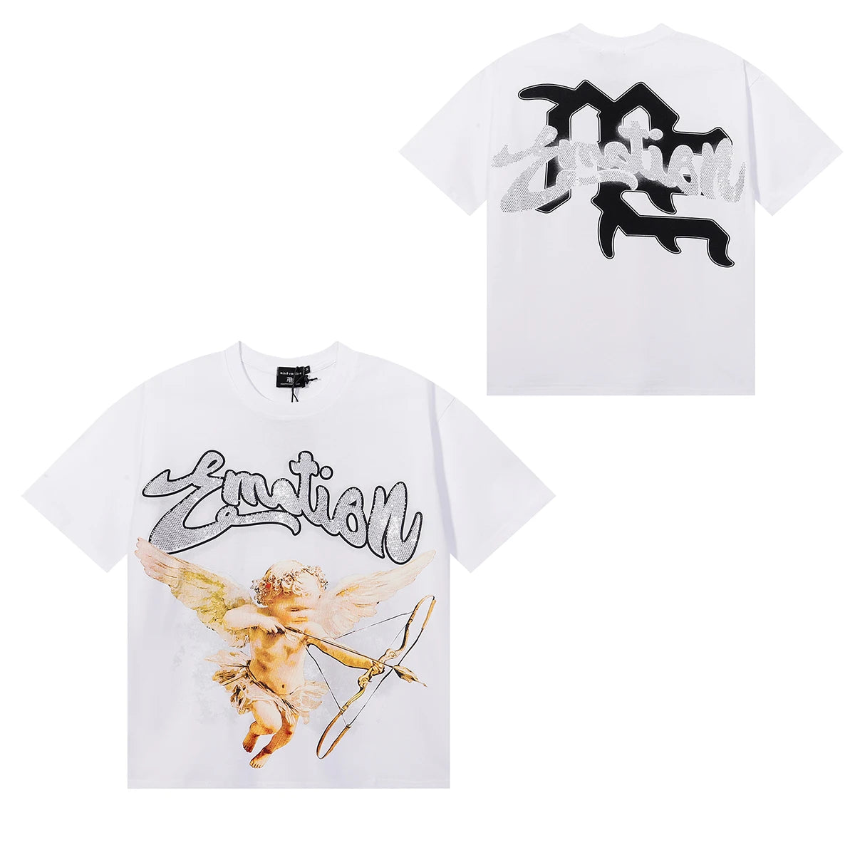Camisetas oversize en blanco y negro con letras brillantes – Unisex, ropa urbana, 100 % algodón