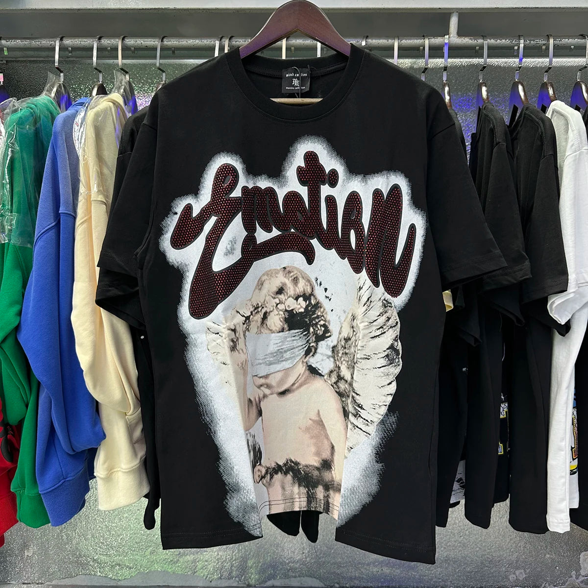Camisetas oversize en blanco y negro con letras brillantes – Unisex, ropa urbana, 100 % algodón