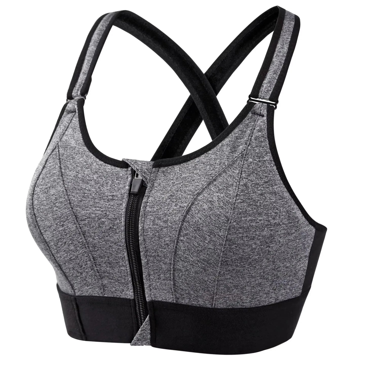 Women's Front-Zip Sports Bra – Slim-Fit Fitness and Yoga Crop Top