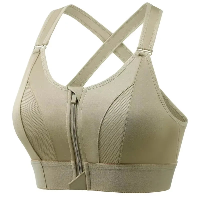 Women's Front-Zip Sports Bra – Slim-Fit Fitness and Yoga Crop Top