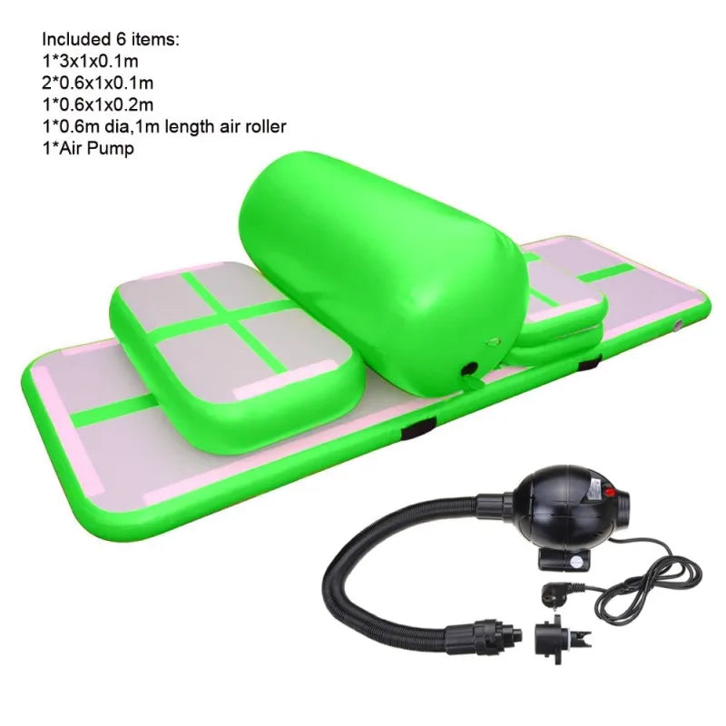 Set 6 Pieces Inflatable Air Track Gymnastic Mats with Pump