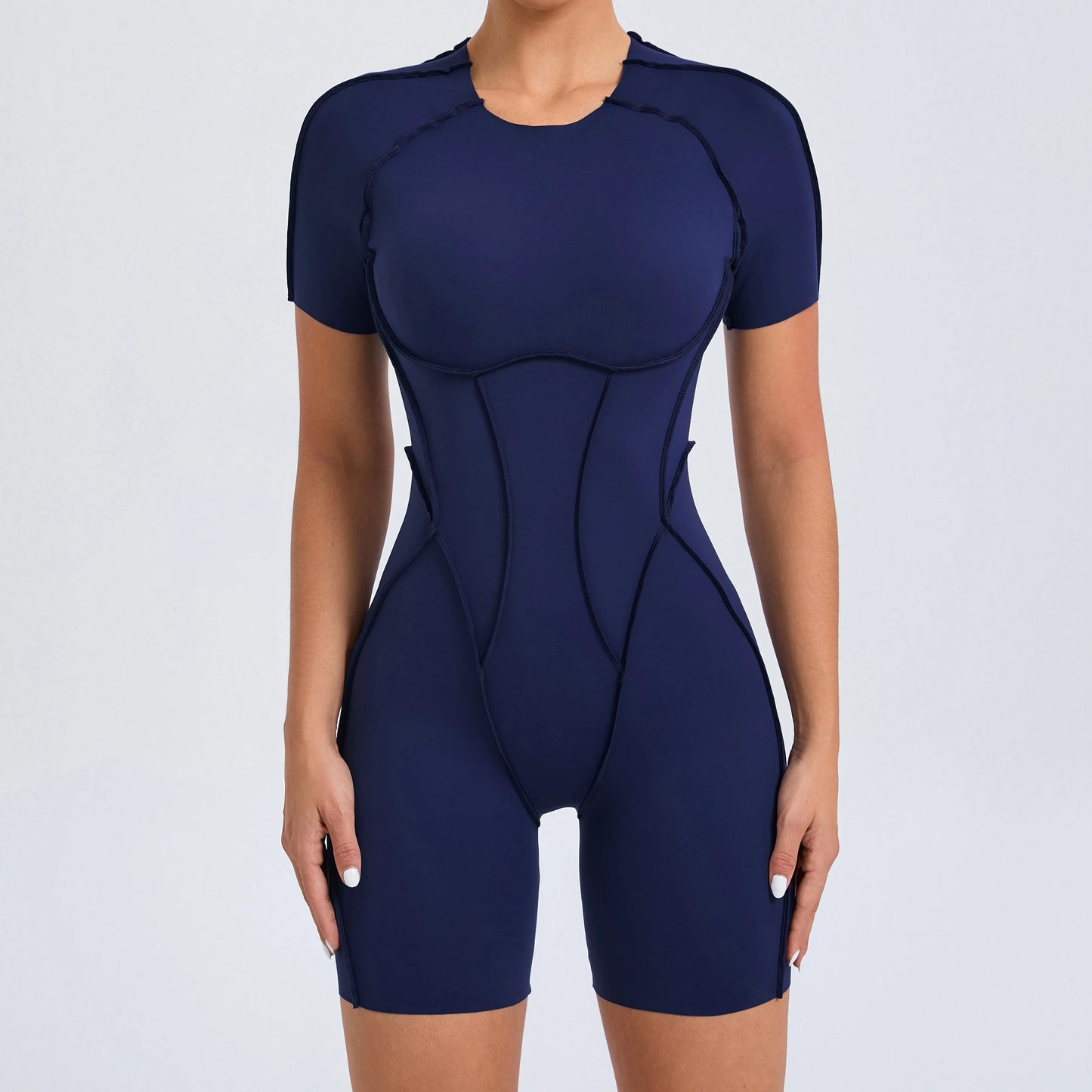 Women's Gym Playsuit – Backless Fitness & Yoga with Ruched Detail
