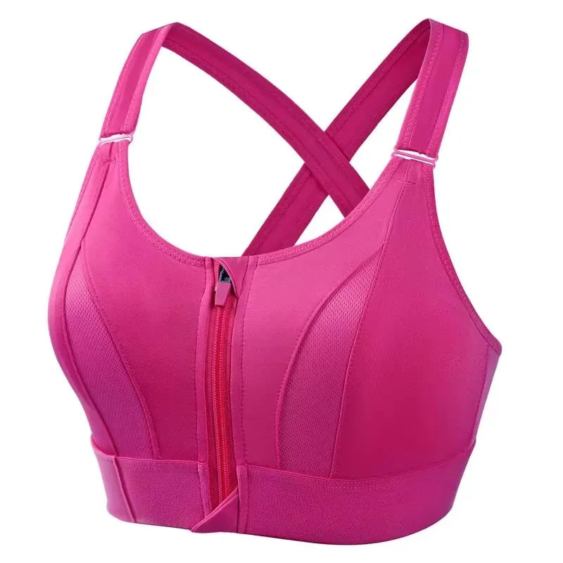 Women's Front-Zip Sports Bra – Slim-Fit Fitness and Yoga Crop Top