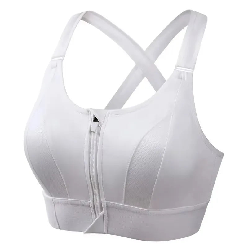 Women's Front-Zip Sports Bra – Slim-Fit Fitness and Yoga Crop Top