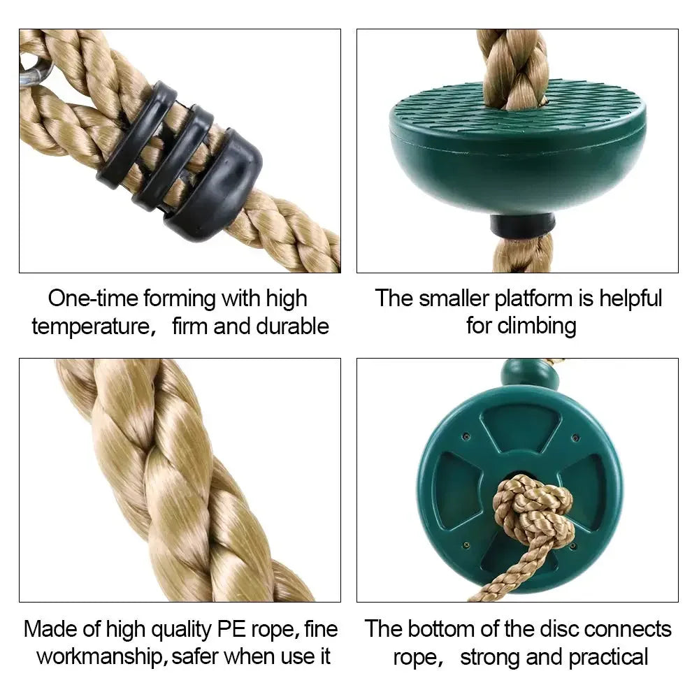 Ninja climbing rope swing 2 m with platforms, disc seat and carabiner – view 7