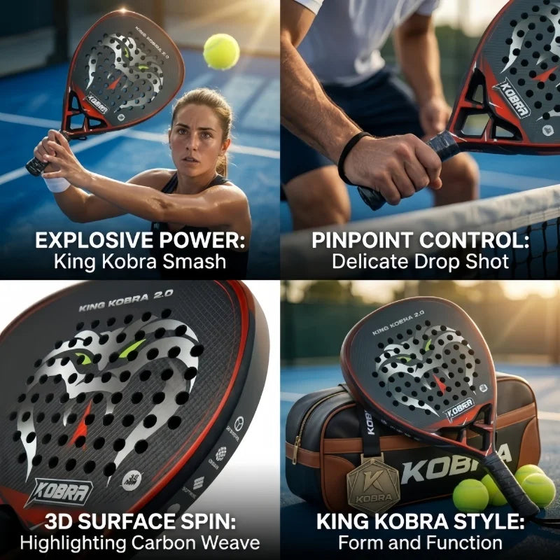 Pala de pádel de carbono 18K – Superficie rugosa 3D para efectos, nivel medio y avanzado