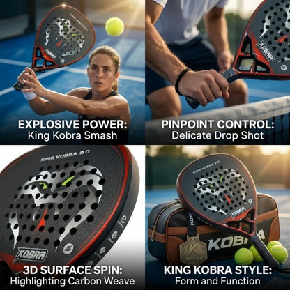 Pala de pádel de carbono 18K – Superficie rugosa 3D para efectos, nivel medio y avanzado