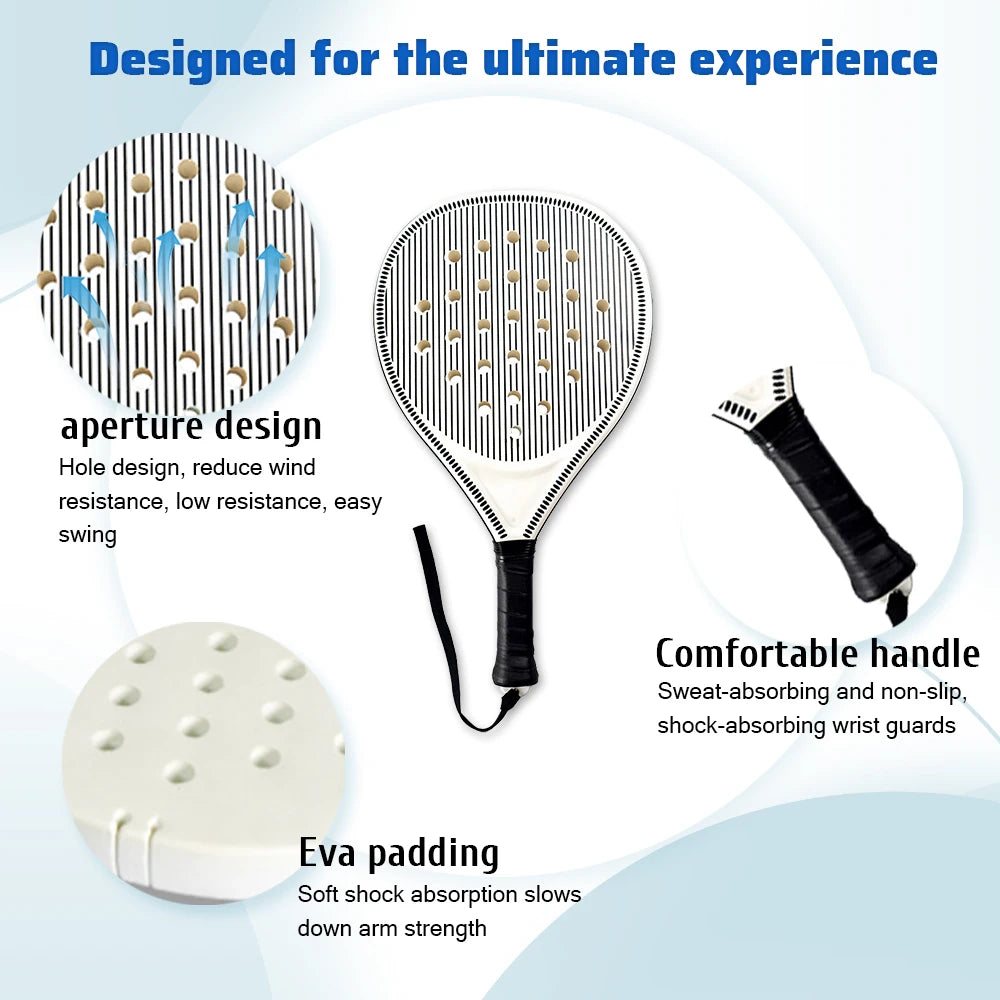 Pala de pádel redonda de fibra de carbono – Núcleo EVA memory foam, control y comodidad