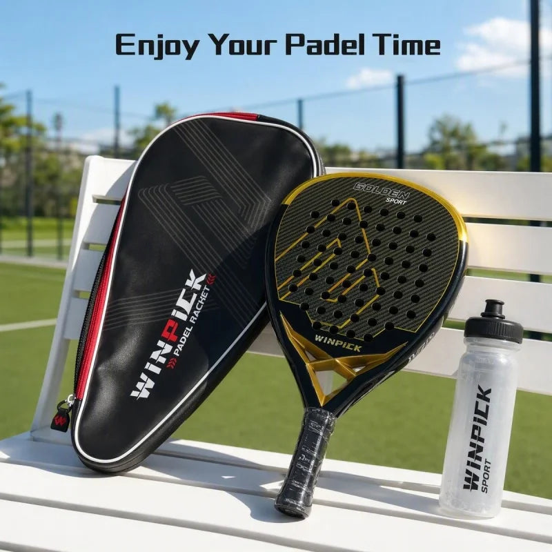 Pala de pádel de kevlar y carbono – Marco anti-golpes, con funda
