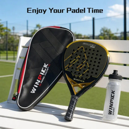 Pala de pádel de kevlar y carbono – Marco anti-golpes, con funda