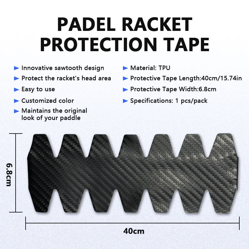 Padel Racket Frame Protector – Transparent, Black or 3K Carbon, Single or 5-Pack