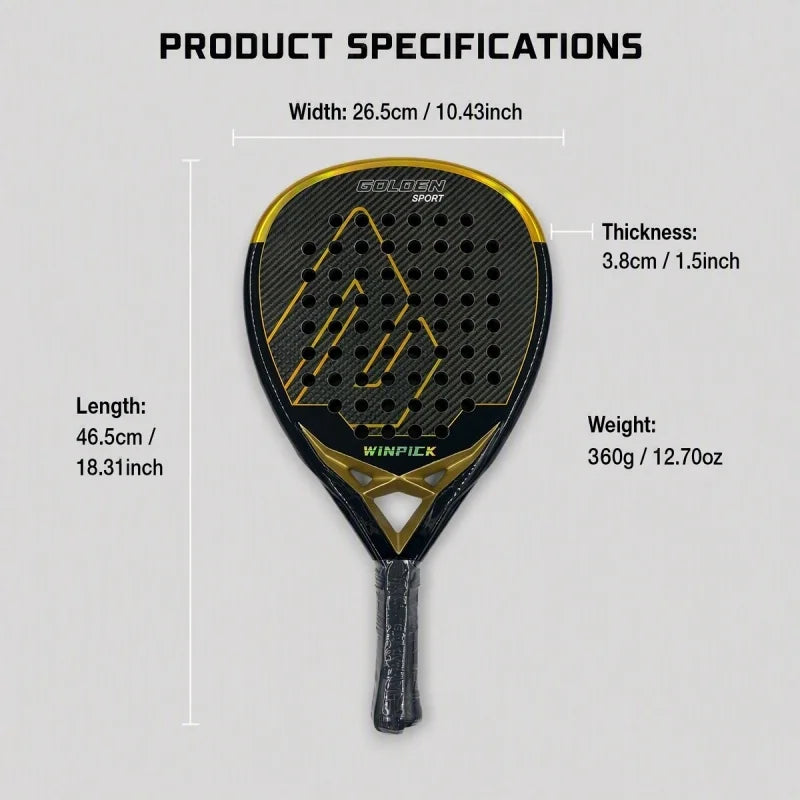 Pala de pádel de kevlar y carbono – Marco anti-golpes, con funda