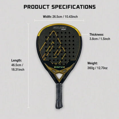 Pala de pádel de kevlar y carbono – Marco anti-golpes, con funda