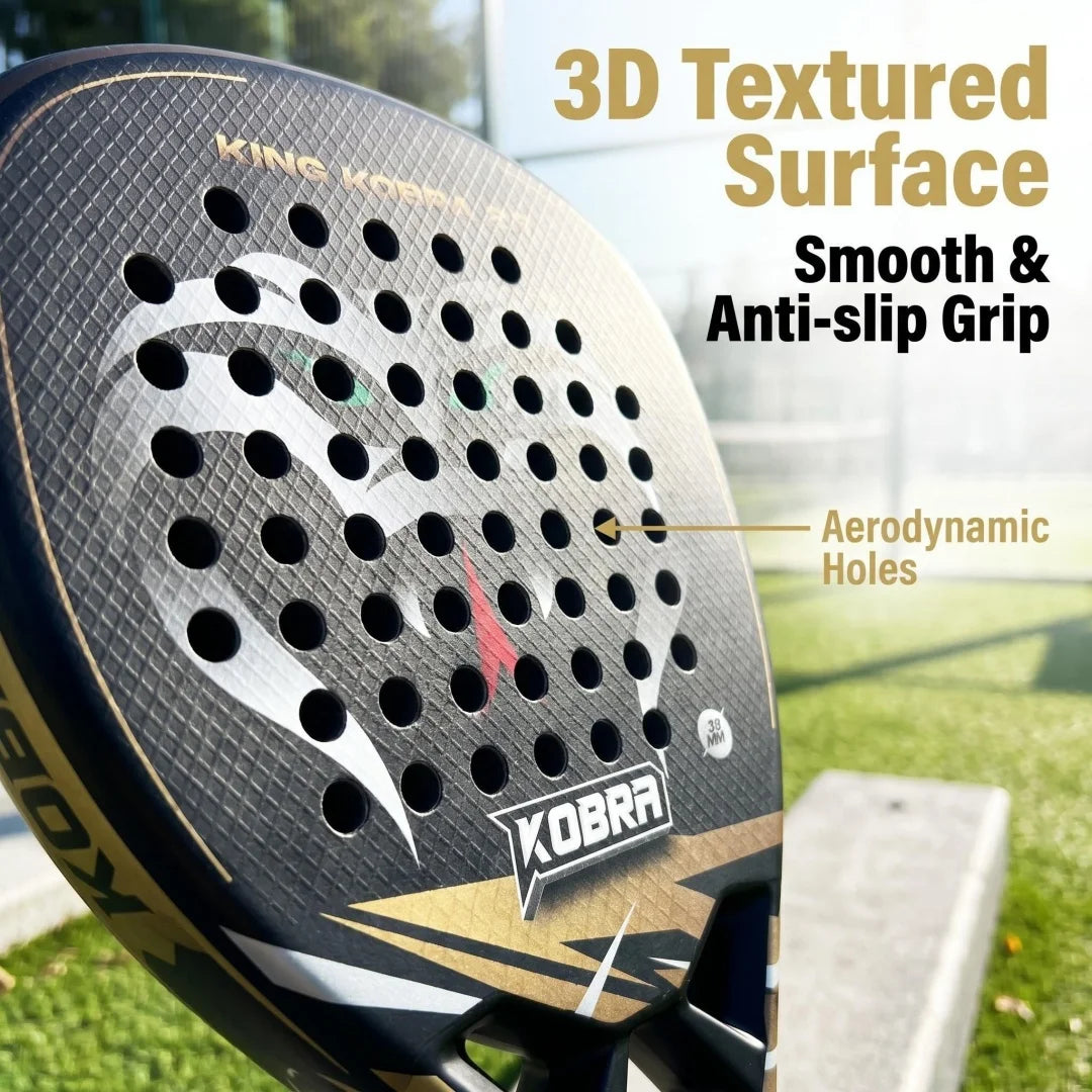 Pala de pádel de carbono 18K – Superficie rugosa 3D para efectos, nivel medio y avanzado