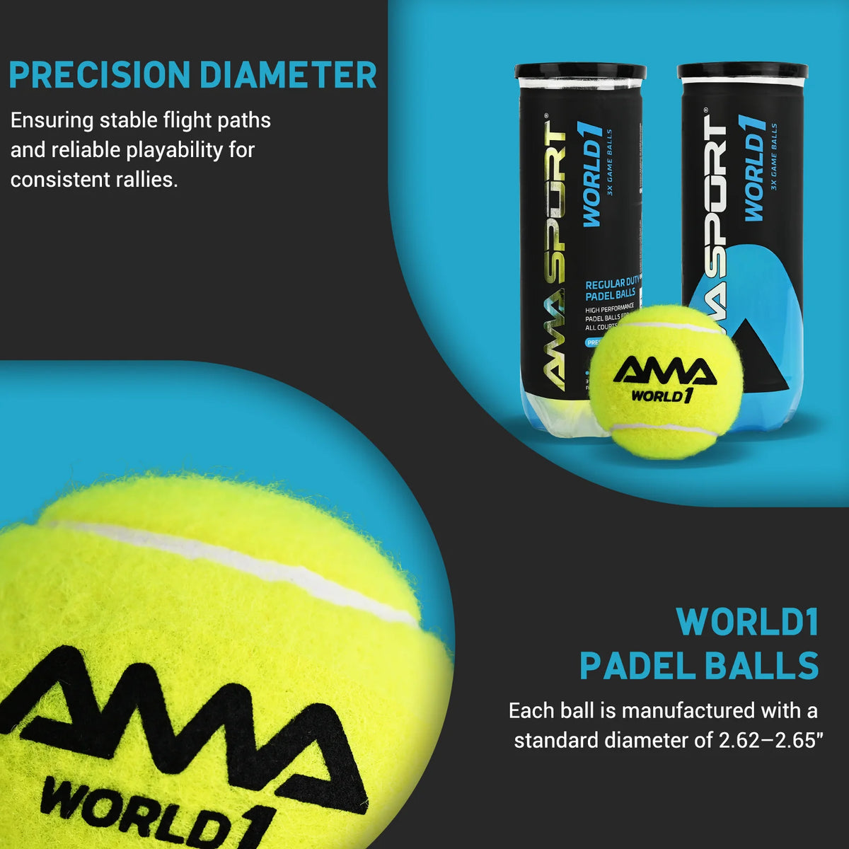Padel Balls – High Bounce, Durable Felt, Packs of 3 or 6