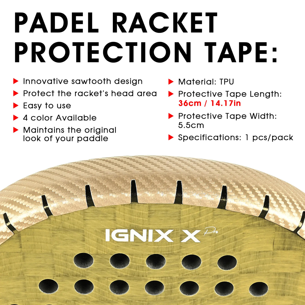 Cinta protectora para pala de pádel efecto carbono 3K – Packs de 2, 4, 6, 8 o 10