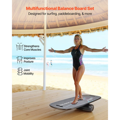 Tabla de equilibrio de madera 2 en 1 con rodillo – vista 6