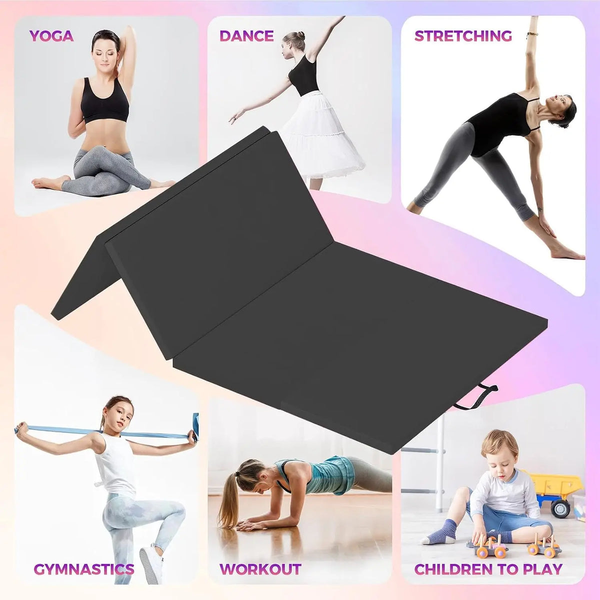 Folding gymnastics mat 180 x 90 cm, 5 cm thick – view 4