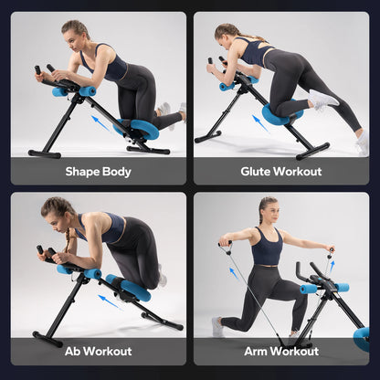 Adjustable Foldable Abdominal Machine with Knee Protection | Core Fitness Trainer for Home or Gym