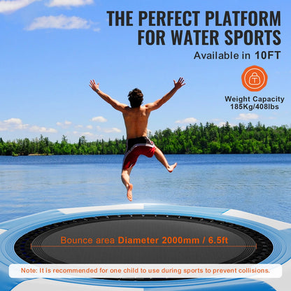 10FT Inflatable Water Trampoline – Recreational Floating Platform for Kids and Adults | With 600W Air Pump