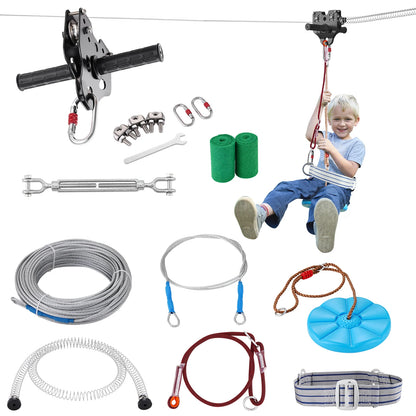 60/80/100/120 FT 🚀 Backyard Zipline Kit – Adventure at Home!