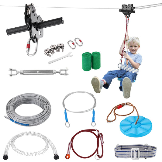 60/80/100/120 FT 🚀 Backyard Zipline Kit – Adventure at Home!