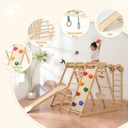Indoor Montessori Jungle Gym – 7-in-1 Wooden Play Center (1-6 Years)