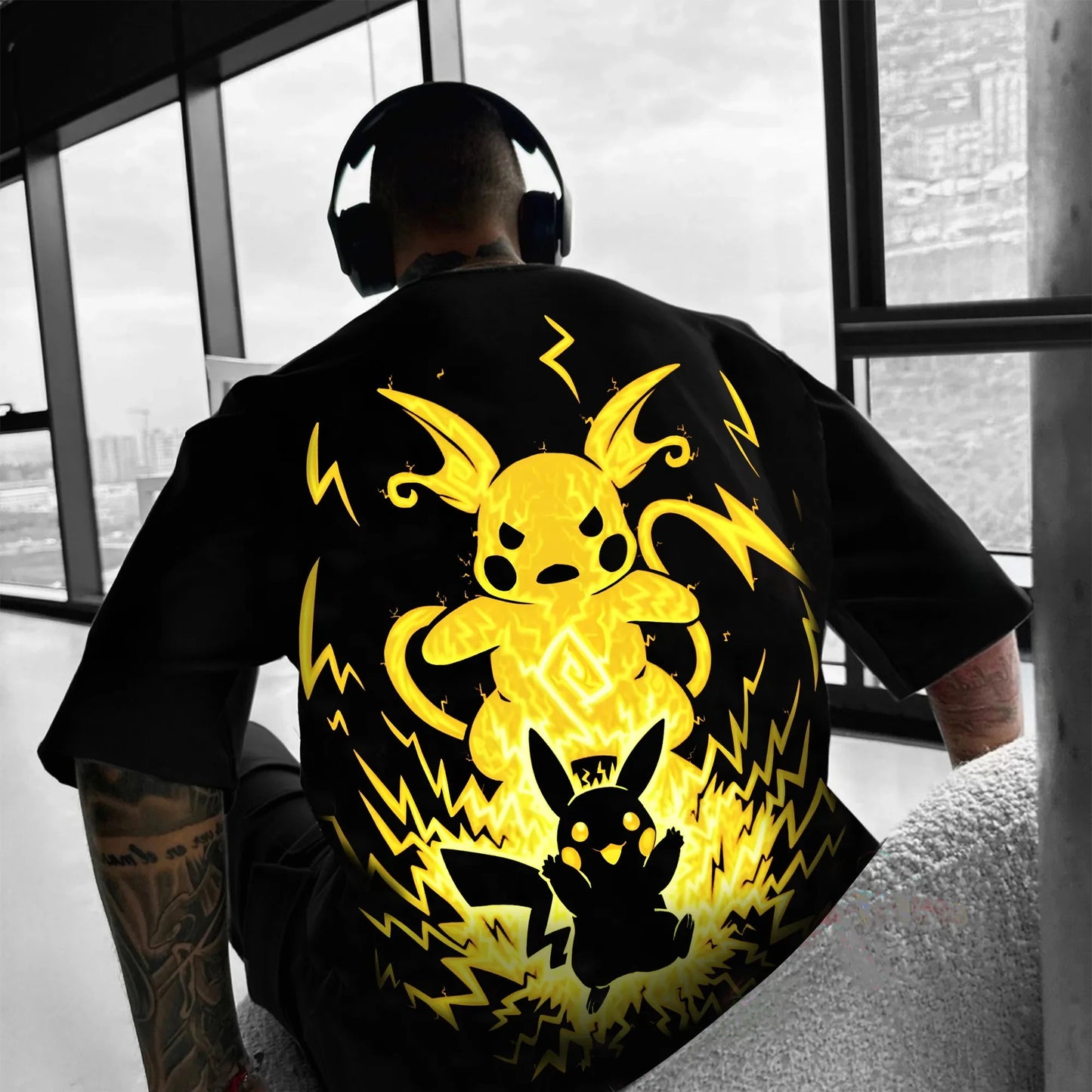 Oversized T-shirt with Pokémon Print - Unisex - Kids and Adults - 100% Cotton - Urban Style