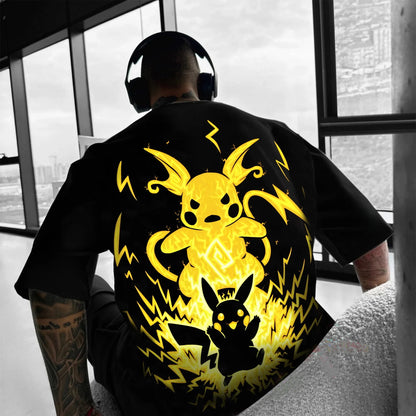 Oversized T-shirt with Pokémon Print - Unisex - Kids and Adults - 100% Cotton - Urban Style