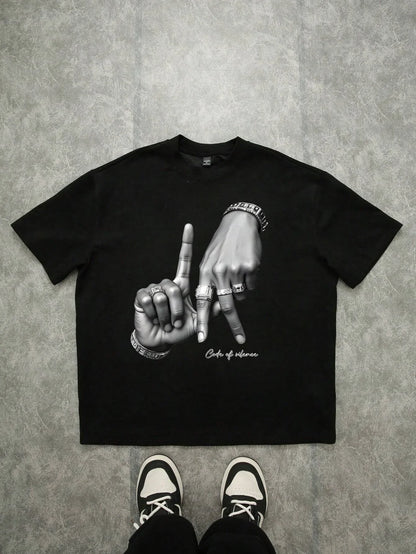Los Angeles Hand Gesture” Urban T-Shirt – Street Style, 100% Cotton, and Summer Comfort