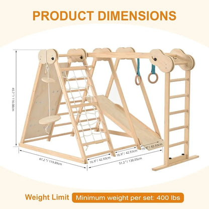 Indoor Montessori Jungle Gym – 7-in-1 Wooden Play Center (1-6 Years)
