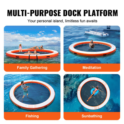 10x8FT Inflatable Floating Platform with Removable Ladder and Carry Bag | Non-Slip Water Island