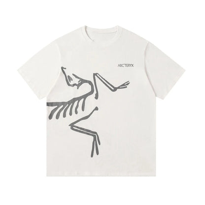 Camiseta holgada unisex estilo americano: cuello redondo, manga corta y estampado de la marca | 100 % algodón